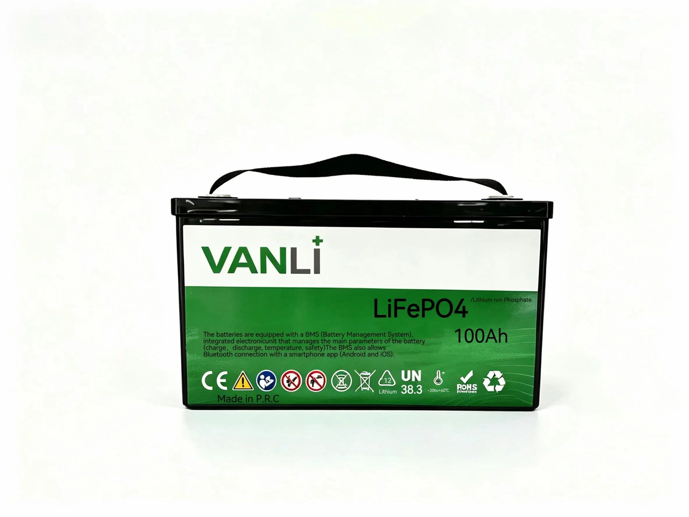 Vanli -12.8V100 Batterie au phosphate de fer lithié 12.8V100Ah